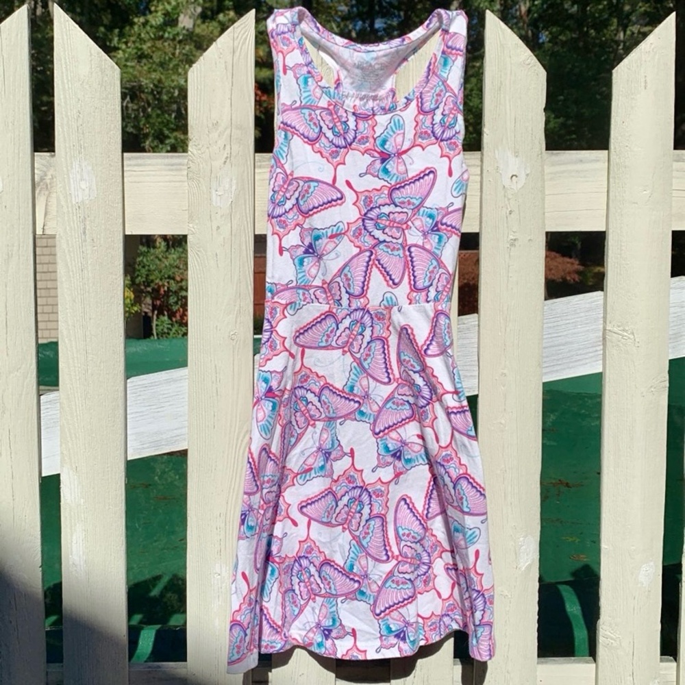 Children’s Place blue white purple butterfly racerback sleeveless dress